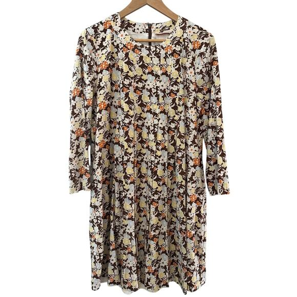 Tory Burch Silk Wool Challis Short Dress Reverie Brown Size 12 - Picture 5 of 11